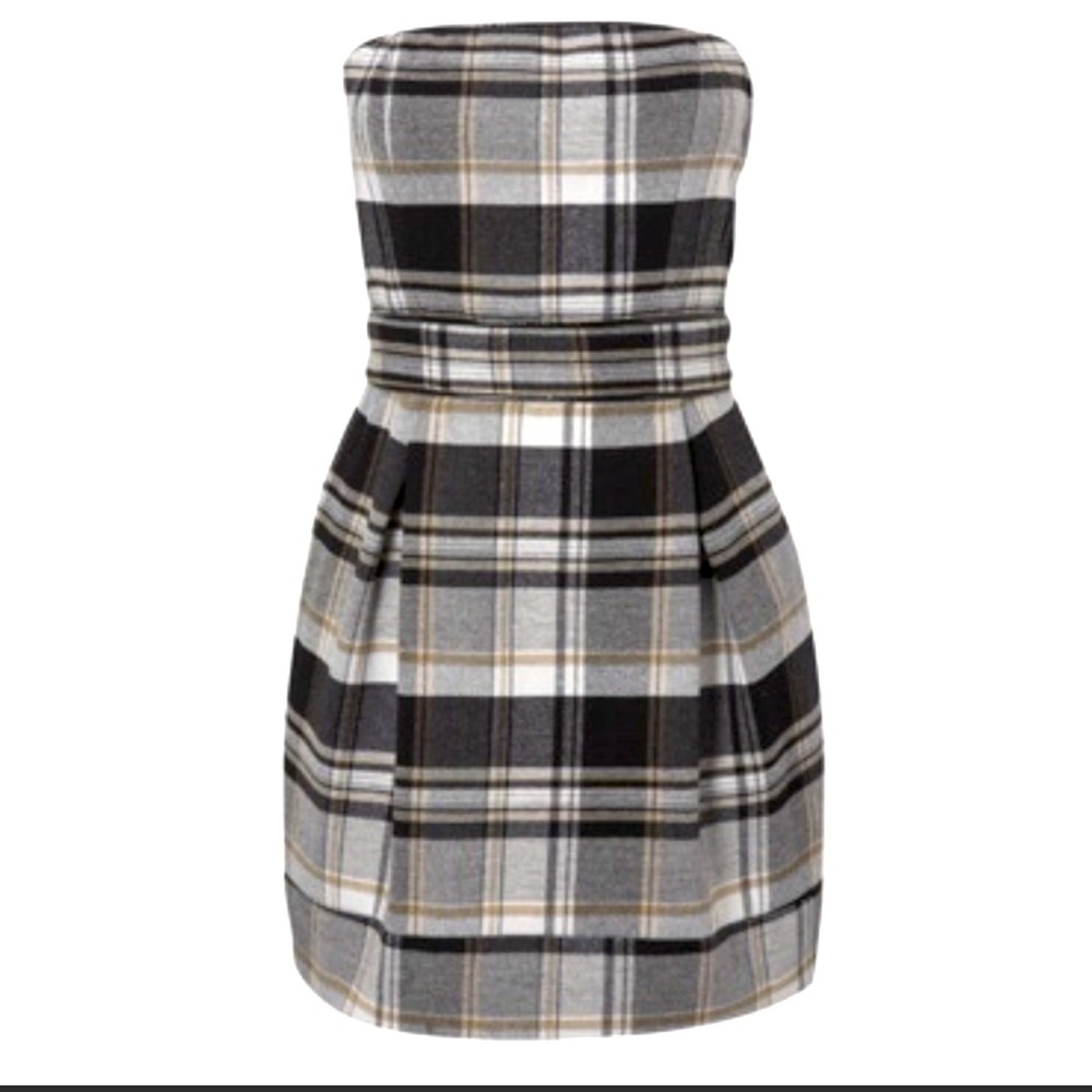 Wool Plaid Mini Dress with Pockets